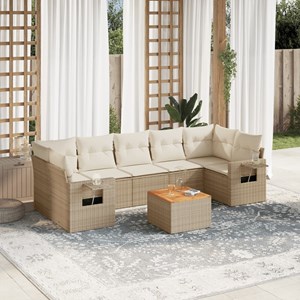 Maison exclusive - salon de jardin avec coussins 8 pcs beige résine tressée