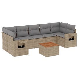 Maison exclusive - salon de jardin avec coussins 8 pcs beige résine tressée