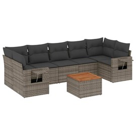 Maison exclusive - salon de jardin 8 pcs avec coussins gris résine tressée