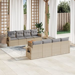 Maison exclusive - salon de jardin avec coussins 9 pcs beige résine tressée