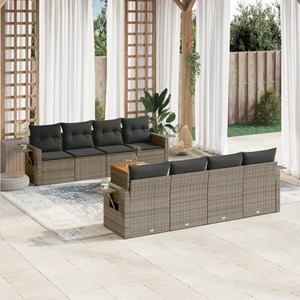 Maison exclusive - salon de jardin 9 pcs avec coussins gris résine tressée