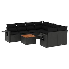 Maison exclusive - salon de jardin 9 pcs avec coussins noir résine tressée