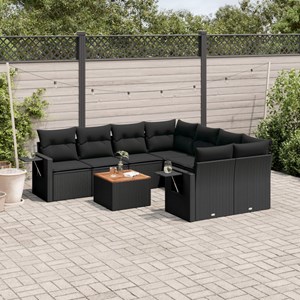 Maison exclusive - salon de jardin 9 pcs avec coussins noir résine tressée