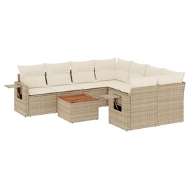 Maison exclusive - salon de jardin avec coussins 9 pcs beige résine tressée