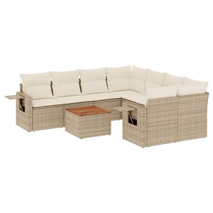 Maison exclusive - salon de jardin avec coussins 9 pcs beige résine tressée
