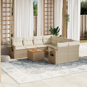 Maison exclusive - salon de jardin avec coussins 9 pcs beige résine tressée