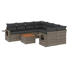 Maison exclusive - salon de jardin 9 pcs avec coussins gris résine tressée