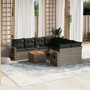 Maison exclusive - salon de jardin 9 pcs avec coussins gris résine tressée