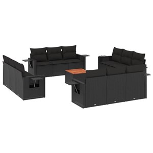 Maison exclusive - salon de jardin avec coussins 13 pcs noir résine tressée