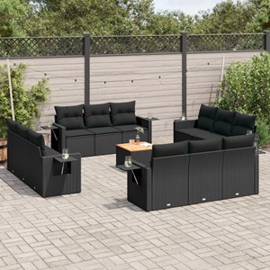 Maison exclusive - salon de jardin avec coussins 13 pcs noir résine tressée