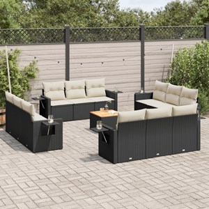 Maison exclusive - salon de jardin avec coussins 13 pcs noir résine tressée