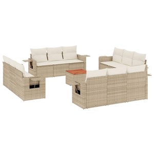 Maison exclusive - salon de jardin avec coussins 13 pcs beige résine tressée