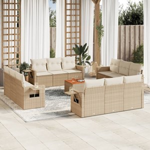 Maison exclusive - salon de jardin avec coussins 13 pcs beige résine tressée