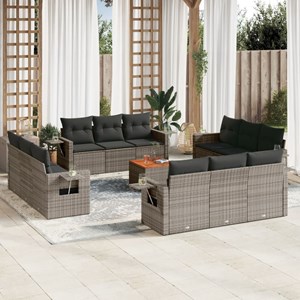 Maison exclusive - salon de jardin avec coussins 13 pcs gris résine tressée