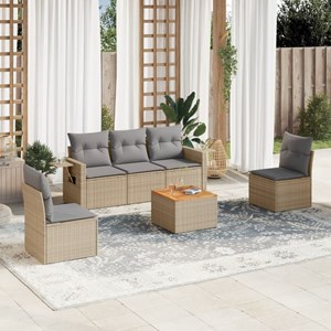 Maison exclusive - salon de jardin avec coussins 6 pcs beige résine tressée
