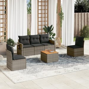 Maison exclusive - salon de jardin 6 pcs avec coussins gris résine tressée