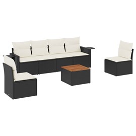 Maison exclusive - salon de jardin 7 pcs avec coussins noir résine tressée