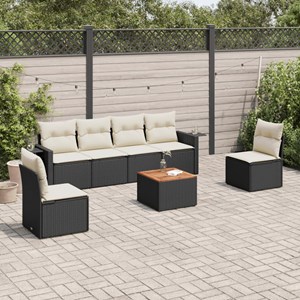 Maison exclusive - salon de jardin 7 pcs avec coussins noir résine tressée