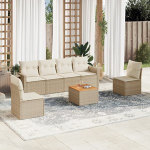 Maison exclusive - salon de jardin avec coussins 7 pcs beige résine tressée