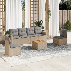 Maison exclusive - salon de jardin avec coussins 7 pcs beige résine tressée