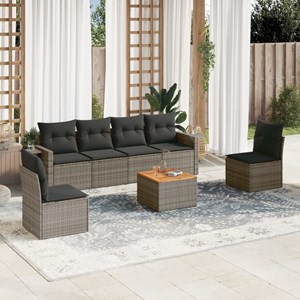 Maison exclusive - salon de jardin avec coussins 7 pcs gris résine tressée