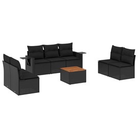 Maison exclusive - salon de jardin 8 pcs avec coussins noir résine tressée
