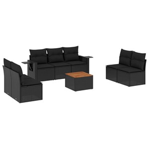 Maison exclusive - salon de jardin 8 pcs avec coussins noir résine tressée