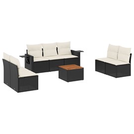 Maison exclusive - salon de jardin 8 pcs avec coussins noir résine tressée