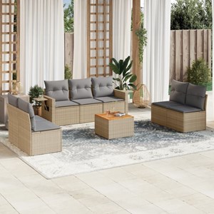 Maison exclusive - salon de jardin avec coussins 8 pcs beige résine tressée