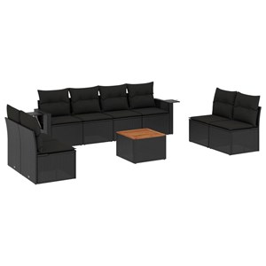 Maison exclusive - salon de jardin 9 pcs avec coussins noir résine tressée