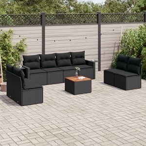Maison exclusive - salon de jardin 9 pcs avec coussins noir résine tressée