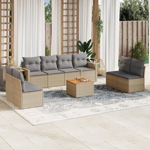 Maison exclusive - salon de jardin avec coussins 9 pcs beige résine tressée