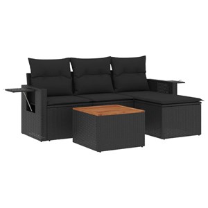 Maison exclusive - salon de jardin 5 pcs avec coussins noir résine tressée