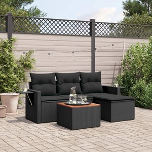 Maison exclusive - salon de jardin 5 pcs avec coussins noir résine tressée