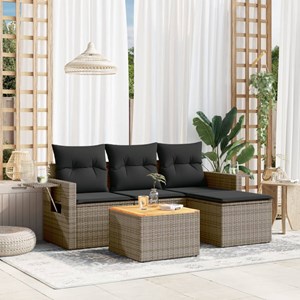 Maison exclusive - salon de jardin 5 pcs avec coussins gris résine tressée