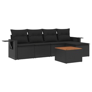 Maison exclusive - salon de jardin 6 pcs avec coussins noir résine tressée