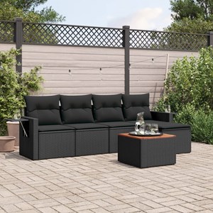 Maison exclusive - salon de jardin 6 pcs avec coussins noir résine tressée