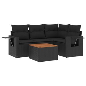 Maison exclusive - salon de jardin 5 pcs avec coussins noir résine tressée
