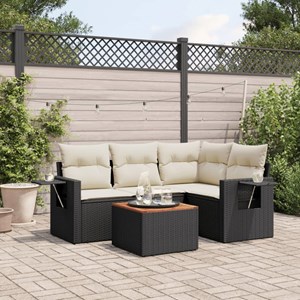 Maison exclusive - salon de jardin 5 pcs avec coussins noir résine tressée