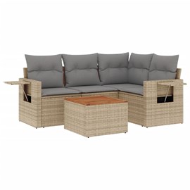 Maison exclusive - salon de jardin avec coussins 5 pcs beige résine tressée
