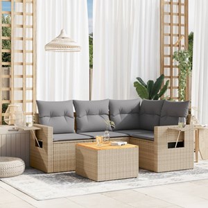 Maison exclusive - salon de jardin avec coussins 5 pcs beige résine tressée