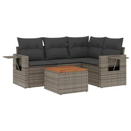 Maison exclusive - salon de jardin 5 pcs avec coussins gris résine tressée