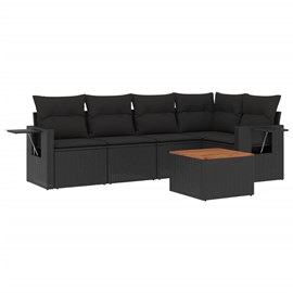 Maison exclusive - salon de jardin 6 pcs avec coussins noir résine tressée
