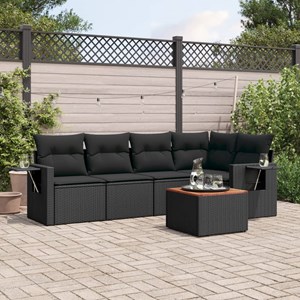 Maison exclusive - salon de jardin 6 pcs avec coussins noir résine tressée