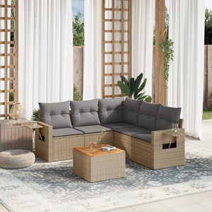 Maison exclusive - salon de jardin avec coussins 6 pcs beige résine tressée