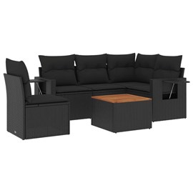 Maison exclusive - salon de jardin 6 pcs avec coussins noir résine tressée