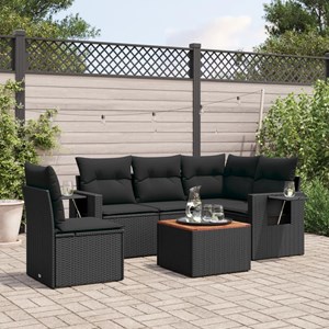 Maison exclusive - salon de jardin 6 pcs avec coussins noir résine tressée