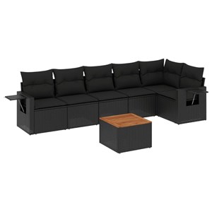 Maison exclusive - salon de jardin 7 pcs avec coussins noir résine tressée
