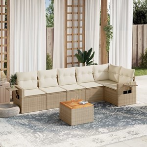 Maison exclusive - salon de jardin avec coussins 7 pcs beige résine tressée