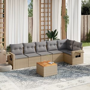 Maison exclusive - salon de jardin avec coussins 7 pcs beige résine tressée
